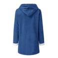 thumbnail image 4 of Mrat Women Plus Size Toggle Coat with Hood Winter Warm Solid Long Sleeve Fleece Lined Hooded Jackets with Pockets Loose Double Breasted Pea Coat B-Blue L, 4 of 6