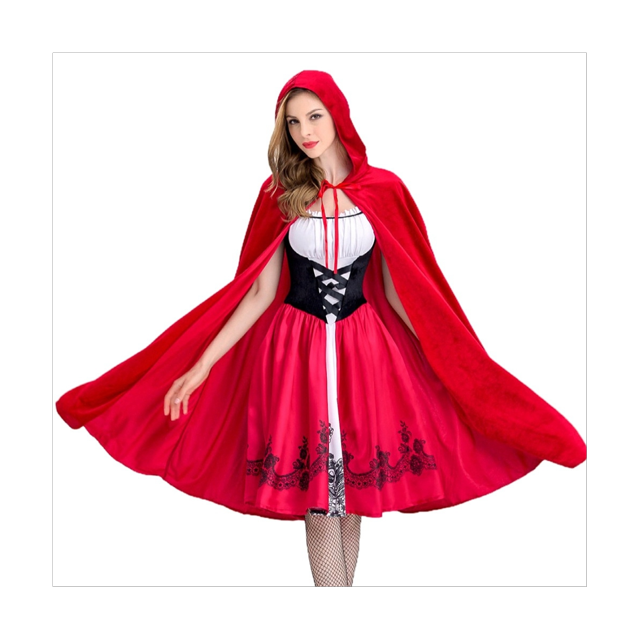 Disfraz de Caperucita Roja GóTica para Mujer Capa con Capucha Vestido de Fiesta de Halloween de Navidad con Capa Adulto Juego de Rol S
