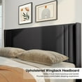 thumbnail image 3 of Aiho Full Bed Frame with Wingback Upholstered Headboard, Dark Grey, 3 of 12