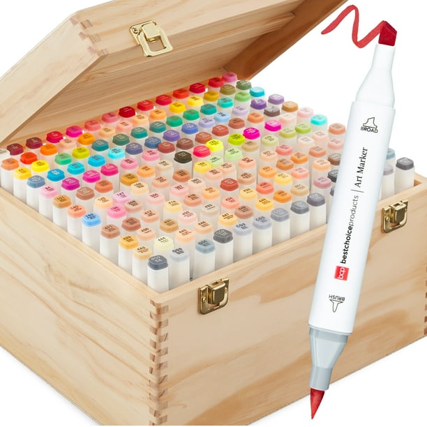 Best Choice Products Set of 168 AlcoholBased Markers, DualTipped Pens w/ Brush & Chisel Tip