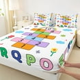 thumbnail image 3 of Manfei Letters Number Theme Twin Sheet Sets,Alphabet Game Twin Fitted Sheet,Cute Flower Floral Flat Sheet For Teens,Breathable Home Decor,3 Pieces, 3 of 7