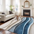 thumbnail image 3 of Blue Beige Large Area Rugs for Bedroom Living Room, Soft Non Slip Carpet Bedside Rug, Coastal Vintage Modern Abstract Art Rectangular Floor Cover Kitchen Accent Rug 5'x7' for Dining Room/Office, 3 of 9