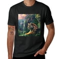 thumbnail image 2 of tiger, mountain waterfall picture decoration, design shirt, artistic display, T-shirt lover gift casual breathable men, women, boys, girls, children, 2 of 4