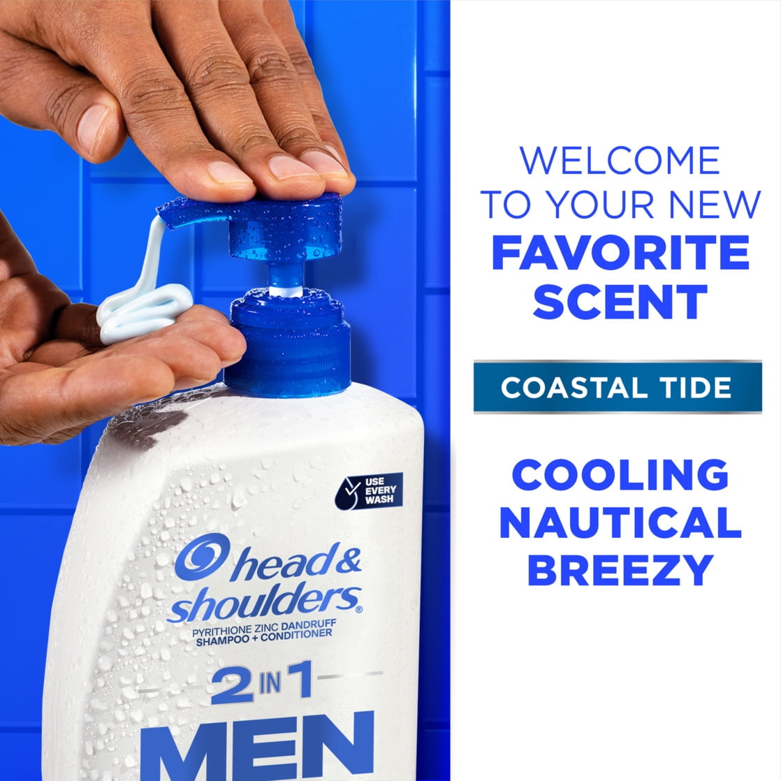 Head and Shoulders Dandruff Mens 2 in 1 Shampoo and Conditioner, Coastal Tide, 28.2 fl oz