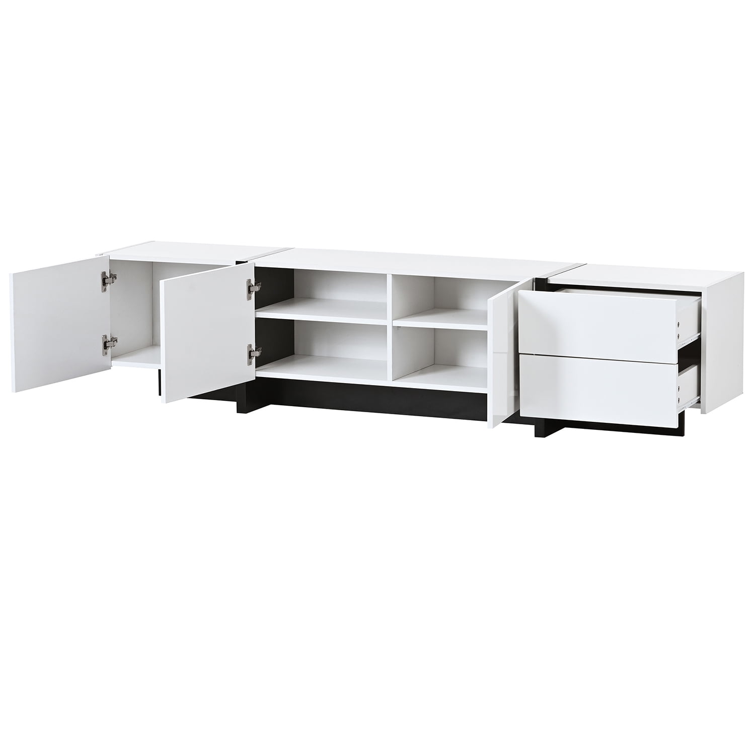 Kadyn Rectangle TV Stand, Particle Board TV Cabinet for TVs Up to 80”, Modern Entertainment Center TV Console with High Gloss UV Surface, 2 Drawers and 3 Cabinets, White