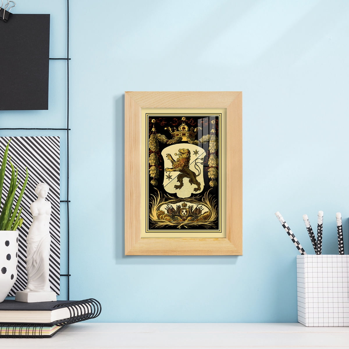 Family Crest III -Framed Print w/glass-Natural Wood