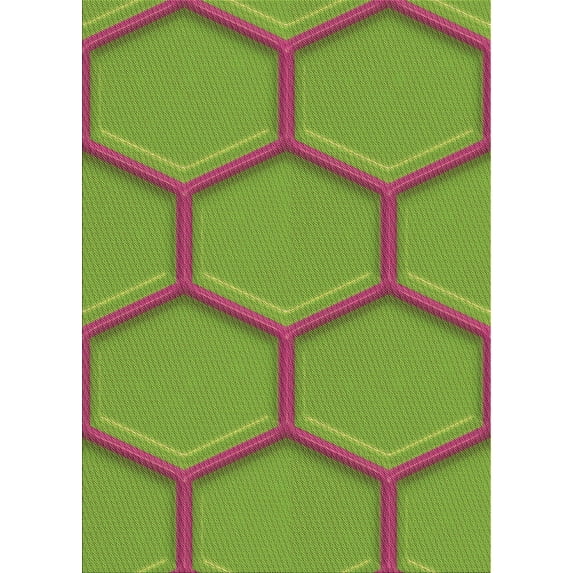 Ahgly Company Indoor Rectangle Patterned Hummingbird Green Area Rugs, 8' x 10'