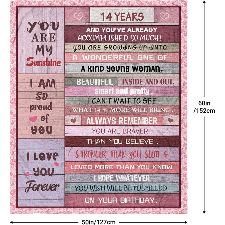  Joyloce Sweet 14th Birthday Gifts for Girls Blanket 60x50,  Sweet 14 Gifts for Girls - Best 14th Birthday Gift Ideas - Funny Gift for  14-Year-Old Girl - 14th Bday Party Decorations