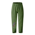 thumbnail image 3 of ICHUANYI Liquidación Moda Pantalones de tubo rectos de talle alto para mujer con estampado de plumas Pantalones casuales versátiles de algodón y lino ICHUANYI WER2023082202321, 3 of 3