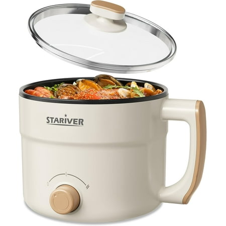 1.5L Electric Hot Pot with Dual Power - Mini Portable Non-Stick Noodle Cooker for Ramen, Soup, Pasta, Egg, Oatmeal - Overheat & Boil-Dry Protection - Ideal for Dorm, Office, Travel Gift