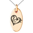 thumbnail image 1 of Stainless Steel Treble Bass Clef Heart Engraved Small Oval Charm Pendant Necklace, 1 of 1
