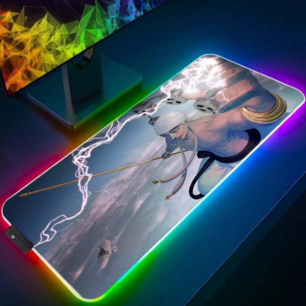 Alfombrilla de ratón RGB de una pieza, accesorios Kawaii para juegos, alfombrilla antideslizante para ratón, luz LED de Anime, alfombrilla para teclado Xxl LIUWENJING unisex