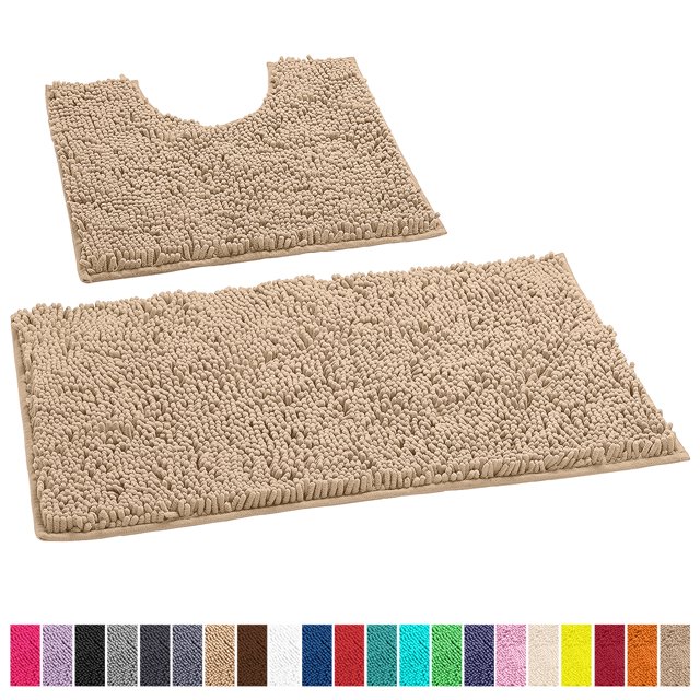 Alfombras de Baño Luxurux Sin Resbalón Súper Suave Chenille de Baña de Baño de Lujo Juego de Contono, Alfombra de Ducha de Lujo Suave +Tocador. LuxUrux tapetes para baño