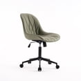 thumbnail image 3 of YOUNIKE Desk chair, Armless Swivel Office Chair, Faux Leather Task Chairs, Upholstered Computer Chair, Home Chair with Wheels, Bedroom, Dorm, Living Room, Olive Green, 3 of 15