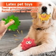 thumbnail image 3 of Latex Squeaky Spiky Ball Dog Toy Funny Face Interactive Pet Chew Toy for Teeth Cleaning Small Medium Dogs Yellow, 3 of 5