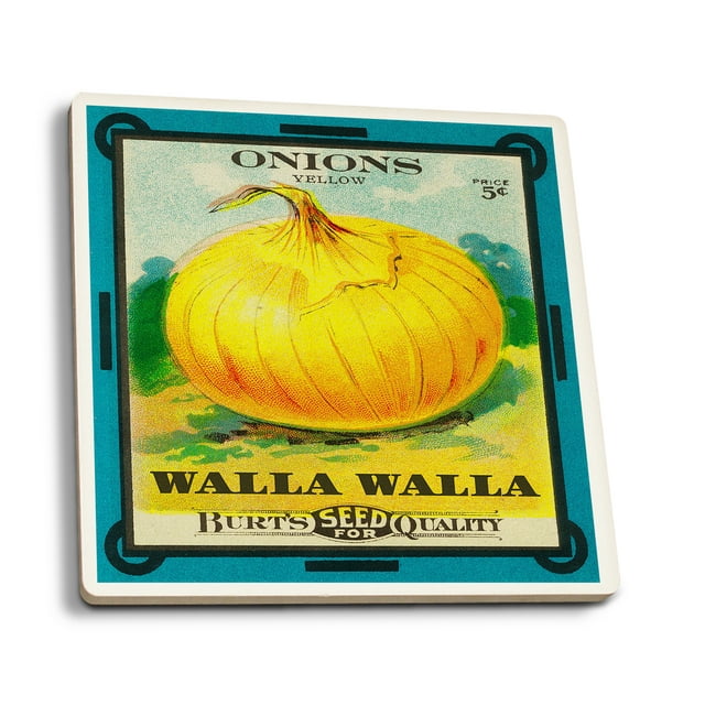 Walla Walla, Onion Seed Packet (Absorbent Ceramic Coasters Set of 4