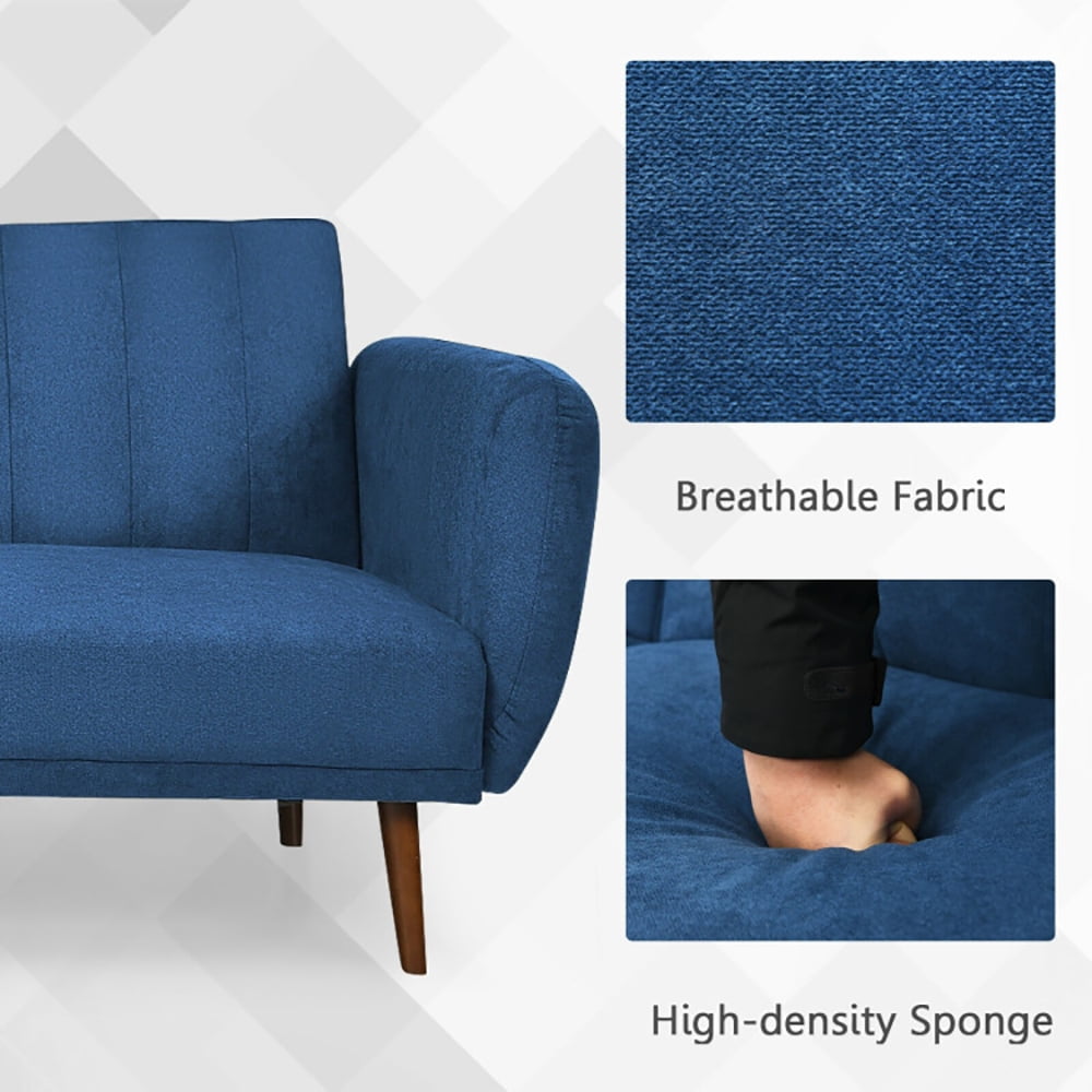 Finihen Convertible Futon Sofa Bed, Modern Convertible Sleeper Couch, Adjustable Couch Sleeper with Wood Legs, for Studio, Apartment, Office, Small Space, Living Room, Bedroom, Navy Finihen Convertible Futon Sofa Bed, Modern Convertible Sleeper Couch, Adjustable Couch Sleeper with Wood Legs, for Studio, Apartment, Office, Small Space, Living Room, Bedroom, Navy