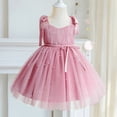 thumbnail image 2 of WIBACKER Toddler Baby Girls Strap Pearl Peagant Formal Dress Sleeveless Lace Princess Dress,Pink 3T, 2 of 8
