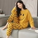 thumbnail image 4 of Pijama de algodón puro para mujer, traje informal holgado Simple de manga larga, 5XL talla grande, modelos de primavera y otoño, servicio a domicilio, 4 of 4