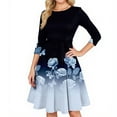 thumbnail image 3 of Women's Cocktail Dress Evening Dress 3/4 Sleeve Floral Print Vintage Wedding Guest Dress for Party Banquet Spring Fall,Black,L, 3 of 6