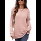 thumbnail image 2 of Camiseta Holgada de Larga con Cuello Redondo y Estampado Geométrico de Jacquard para Mujer, Ropa de Invierno 2025 Rosa S, 2 of 10