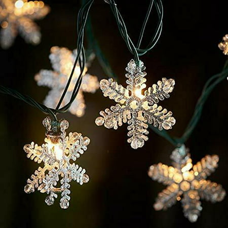 10ct Snowflake Glitter Silver String Lights Christmas Tree Lights