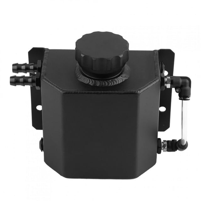 Engine Oil Can Breather Can Breather Oil Catch Can Breather Bottle Car Modified 1L Alloy Aluminum Engine Oil Catch Can Breather Bottle With Drain Plug Black