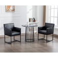 thumbnail image 2 of Guyou Modern Faux Leather Upholstered Dining Chairs Set of 2, Kitchen Chairs with Arm and Black Finish Metal Frame, Accent Armchair with back for Living Room Dining Room Bedroom Reception Room, Black, 2 of 10