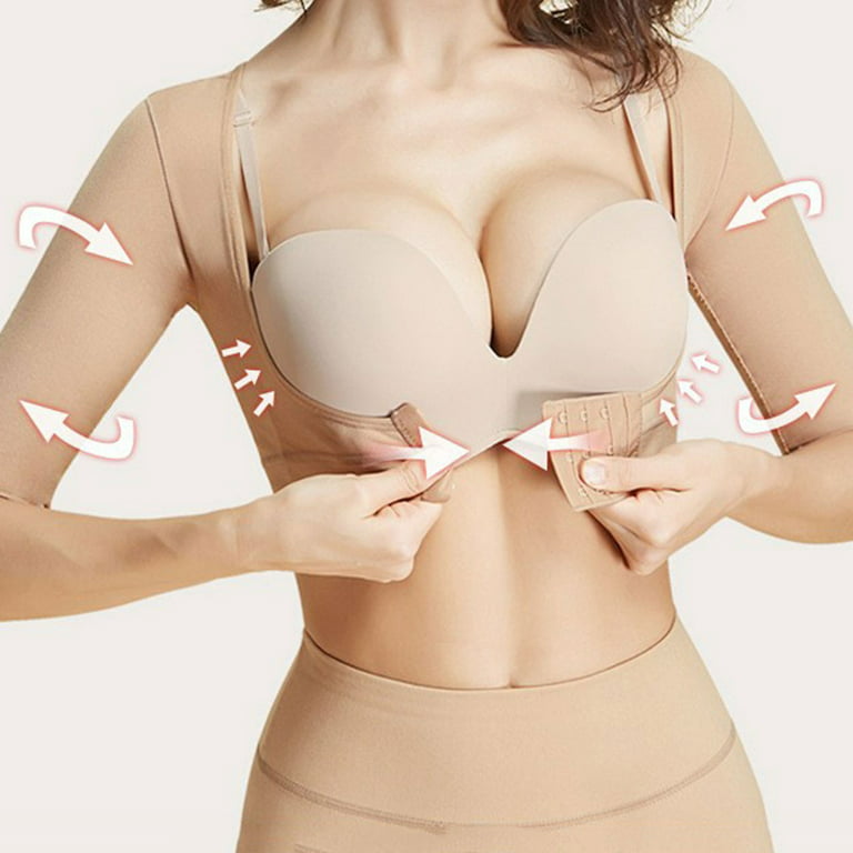 Tummy Control Shapewear Thong Thin Gathered Upper Support Corrective Chest  Support Side Breasting Breaststring Armband Back Body Shapers Beige L 