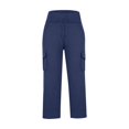 thumbnail image 3 of Girls Wide Leg Cargo Pants Size 10-12 Drawstring High Waist Sweat Pants Flap Pocket Hiking Trousers 5T, 3 of 6