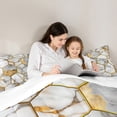 thumbnail image 5 of Manfei Aesthetic Geometric Hockeycomb Full Size Comforter Sets,Abstract Marble Texture Bedding Comforter Set,Gold Gray White Bedding Sets For Children,Lightweight Room Decor,3 Pieces, 5 of 8