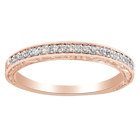 AFFY White Natural Diamond Engagement Wedding Band Ring In 14K Solid Rose Gold (0.2 Ct)