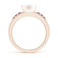 thumbnail image 2 of ANGARA Freshwater Cultured Pearl Ring with Rubies in 14K Rose Gold for Women | June Birthstone, Birthday, Anniversary, Jewelry Gift for Women | Pearl Ring, 2 of 8