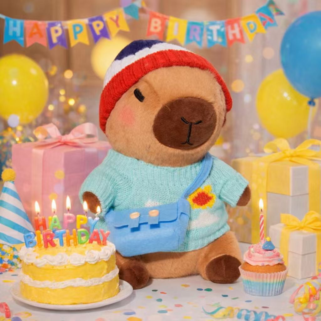 Adorable Capybara Plush Toy with 8/9/10 Fun Outfits & Accessories, 10.2-inch Dress-Up Plush Animal for Kids, Perfect Birthday or Holiday Gift