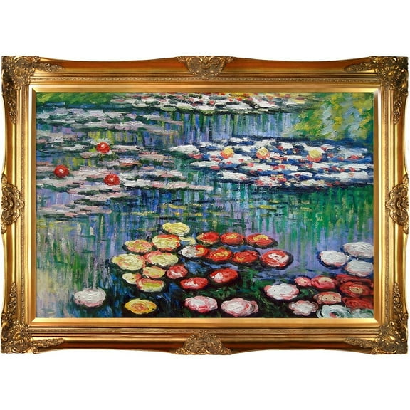 La Pastiche Claude Monet 'Water Lilies' (pink) Hand Painted Oil Reproduction