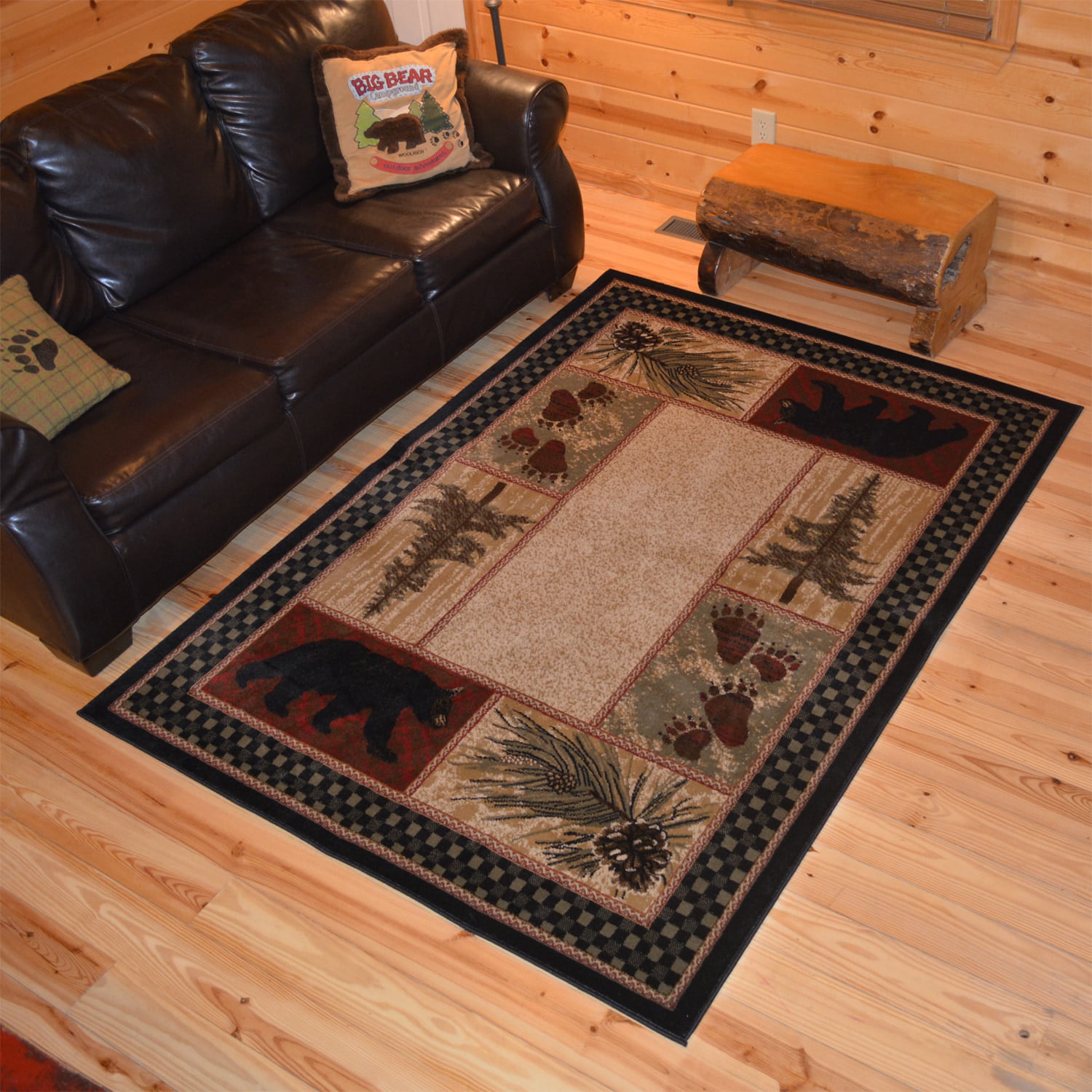 Details about   Rustic Lodge Bear Moose Deer Panel 5x8 Red Area Rug 5'3"x7'7" 6913 