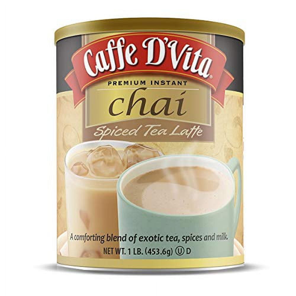 Caffe D'Vita, Spiced Chai Latte, 16 oz Canister, Pack of 6