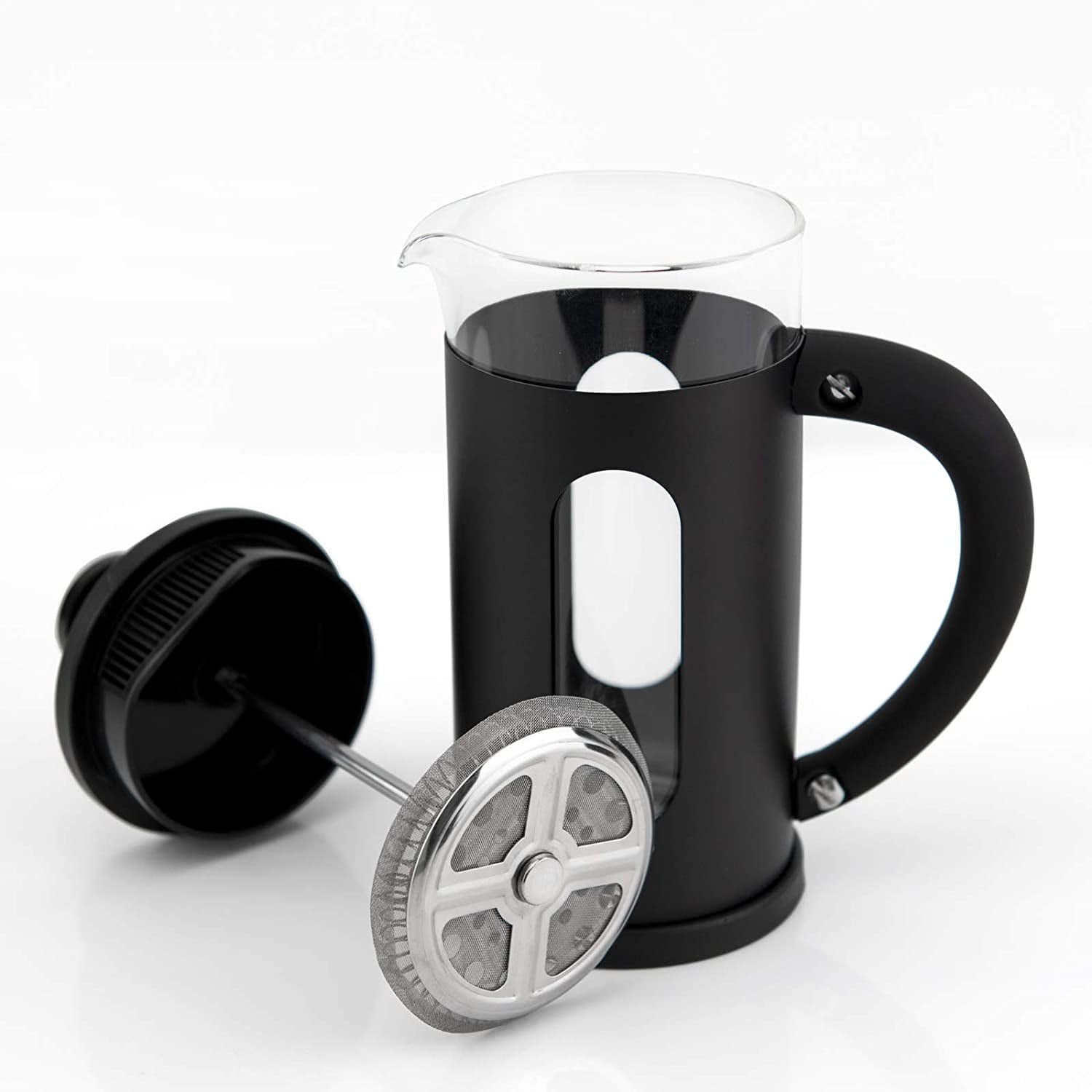 KONA French Press Small Single Serve Coffee and Tea Maker, Black 12 oz