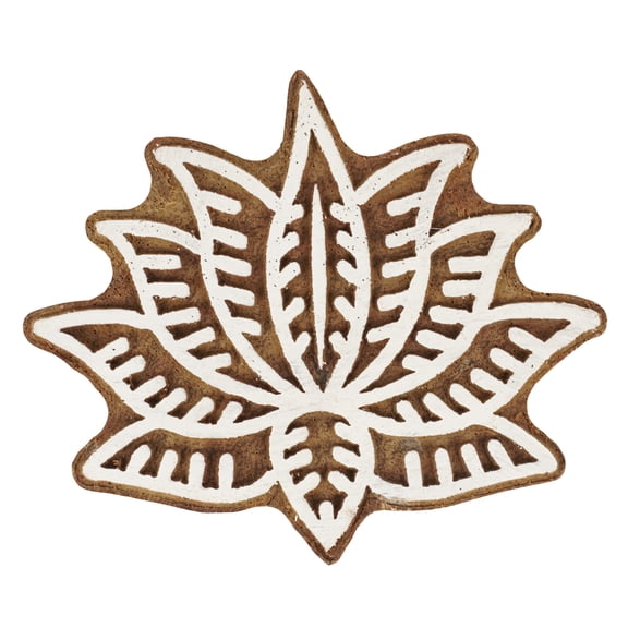 IBA Indianbeautifulart Textile Printing Block Lotus Hand Carved Wooden Stamp Wood Block Printing Textile Stamps For Fabric/ Pottery Blocks-2.5