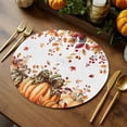 thumbnail image 5 of Fall Round Placemats Set of 4 Orange Leopard Pumpkin Place Mats Thanksgiving Woven Placemat Autumn Maple Leaves Berry Circle Braided Table Mat for Kitchen Dining Table Party Home Decor 15 Inch, 5 of 9