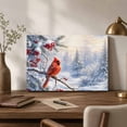 thumbnail image 5 of Christmas Winter Canvas Wall Art, Rustic Red Cardinal Holly Berry Snow Pine Tree Wooden‑Stretched Canvas Print Artwork, Home Wall Decor for Living Room Bedroom Office 18"Lx12"W, 5 of 9