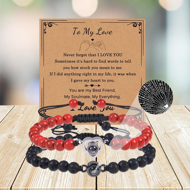 Pulsera de proyección I Love You en 100 idiomas para regalos a juego Soulmate Hugtrwg Para estrenar