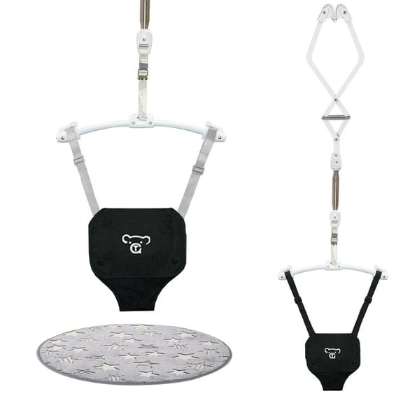 G TALECO GEAR Baby Jumper, Baby Doorway Jumper with Adjustable Strap, Protable Baby Jumpers and Bouncers, Easy to Assemble, Toddler Bouncer Jumper with Floor Mat, Black