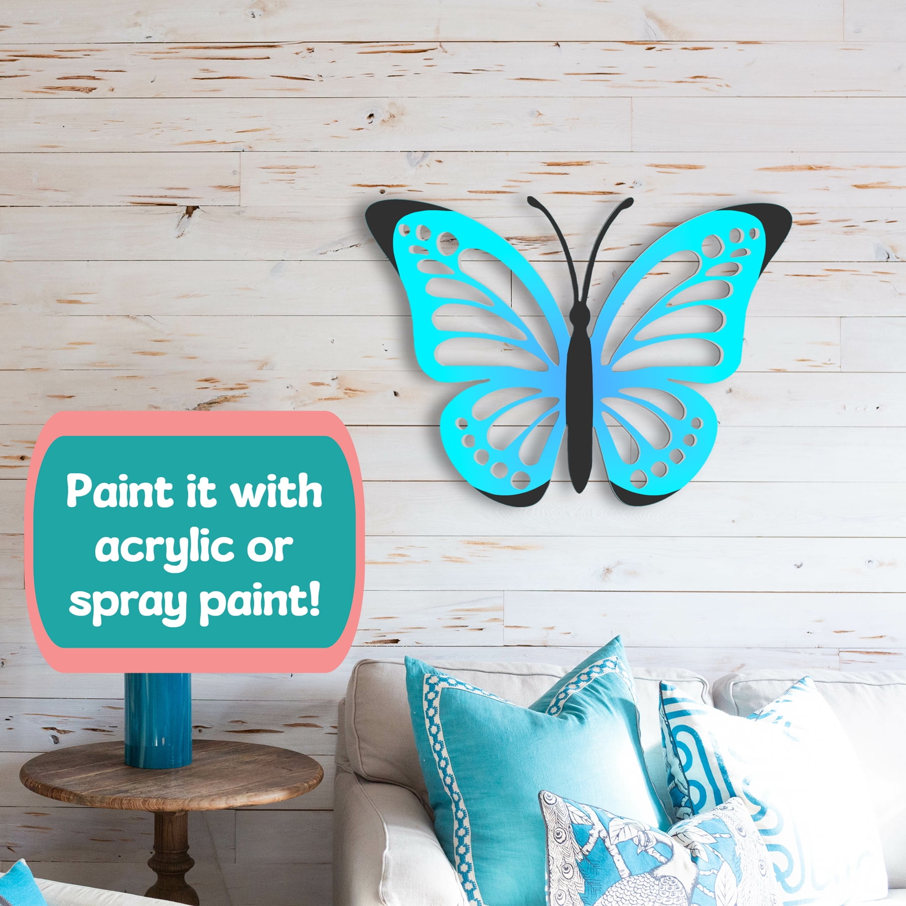 JennyGems Outdoor Butterfly Wall Decor – PVC Butterfly Hanging Sculpture for Garden Yard, Patio, Shed, Fence, Balcony, Weatherproof Inside Outside Sign, 4 Foot
