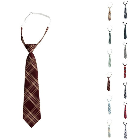 HAOTAGS Teen Checkered Neck Tie, School Shirt Plaid Unisex Academic Accessories Causal Neckties Wine Free Size