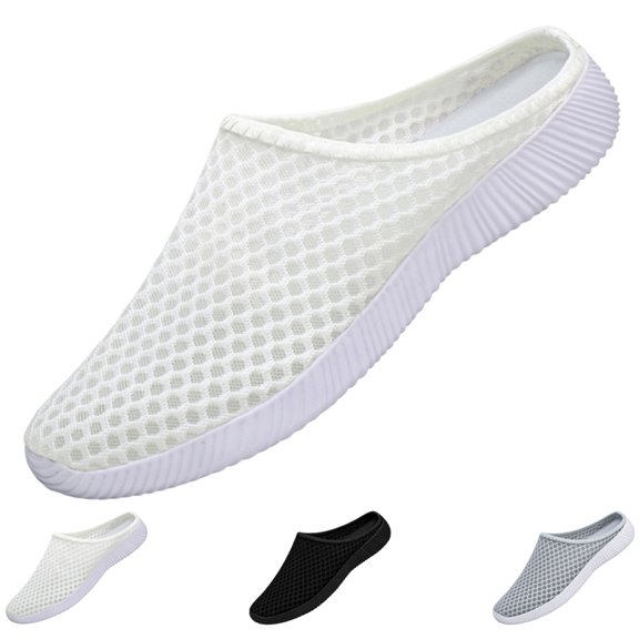 GrmtClth Mens Slip On Mules Breathable Mesh Casual Slippers Lightweight Non Slip Walking Shoes Comfortable Backless Loafers Outdoor Slide Sandals
