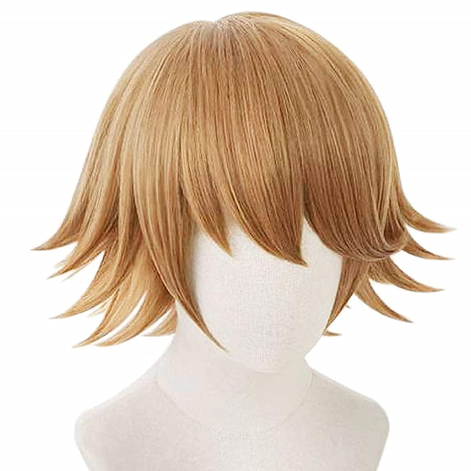ANOGOL Hair Cap+Short Layered Light Green Cosplay Wig Short Wave Costume for Party 