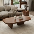 thumbnail image 5 of Modern Wood Coffee Table for Living Room, 51.2" Dark Brown Rectangle Coffee Table with 2 Unique Legs, Center Table Accent Tea Table for Living Room, 5 of 5