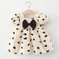 thumbnail image 3 of Coerni Toddler Baby Girls Short Sleeve Dress Heart Print Bow Ruffle Mini Dresses Kids Princess Summer Casual Dresses Playwear, 3 of 3
