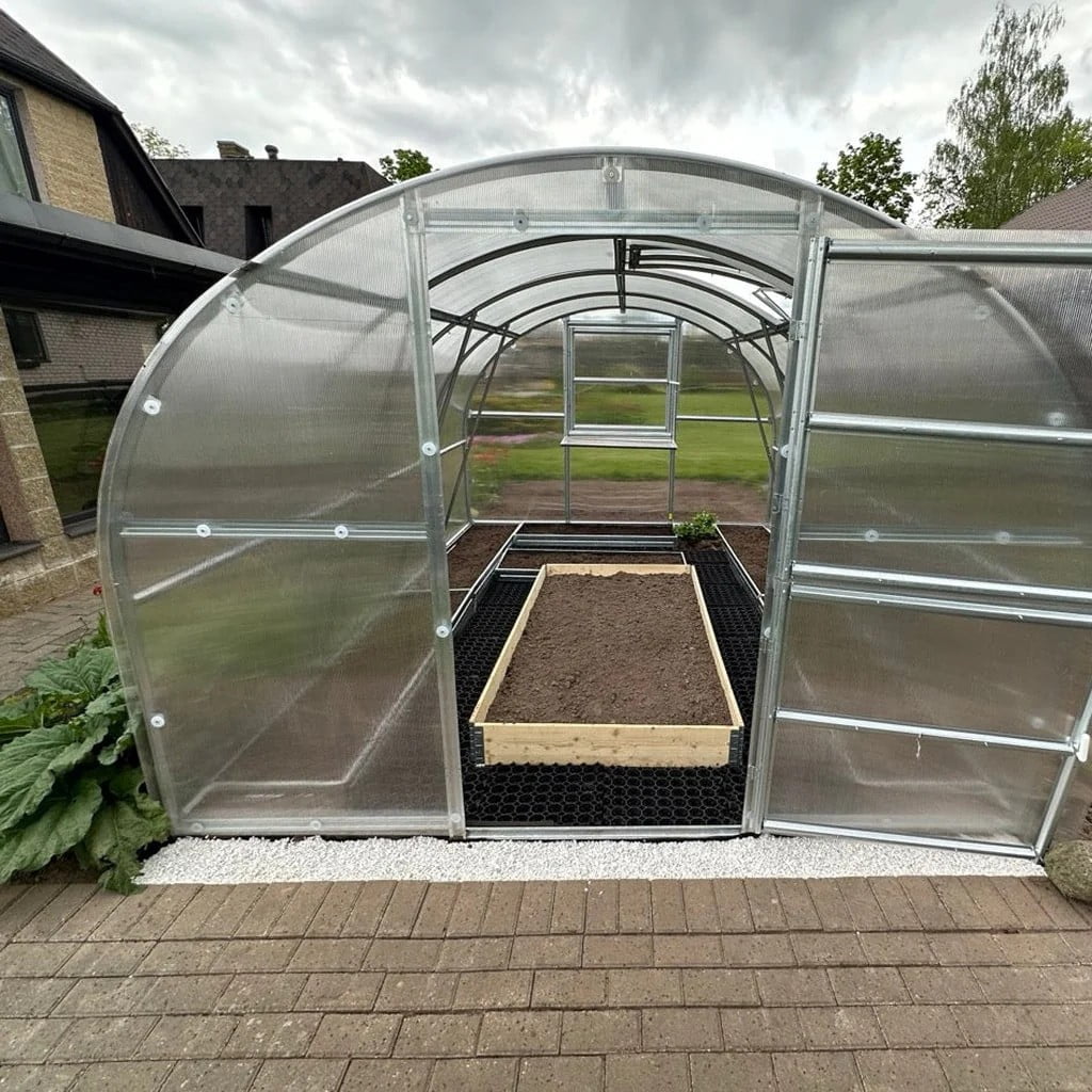 10x20ft Polycarbonate Outdoor Greenhouse, Walk-in Green House with Galvanized Steel Frame for Backyard Gardening